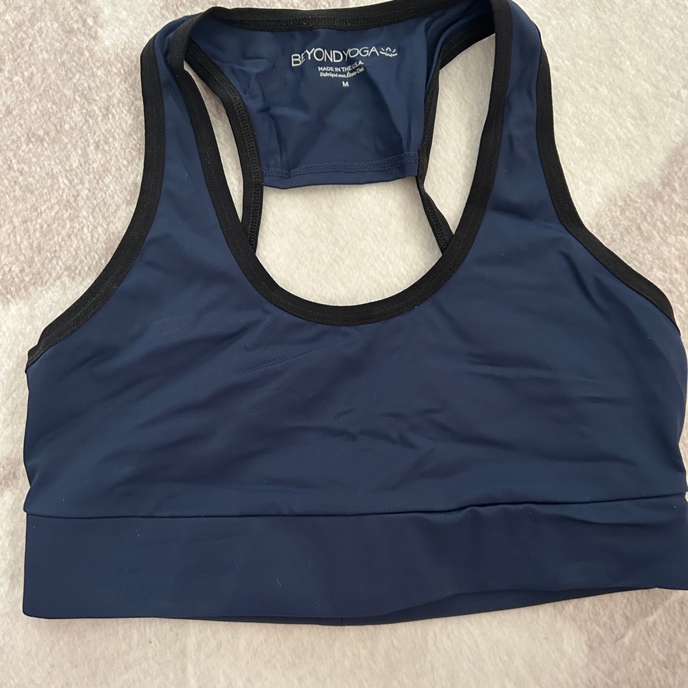 Beyond Yoga Women's Navy & Black Sports Bra Size M
